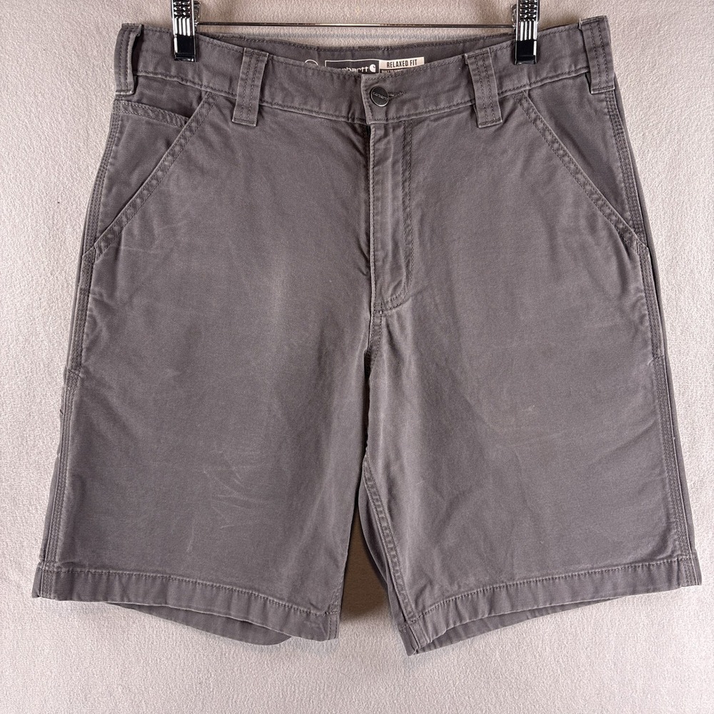 Carhartt Relaxed Fit Canvas Shorts Mens 32 (Tagged 34) Gray Faded Workwear 10"